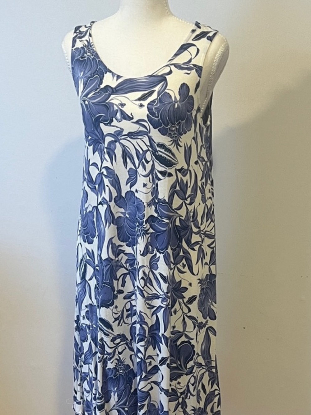 Philosophy Blue/white Floral swing Sleeveless knee length Dress, women’s small